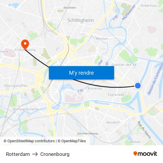 Rotterdam to Cronenbourg map