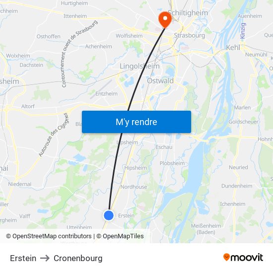 Erstein to Cronenbourg map