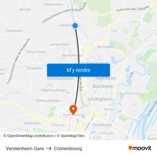 Vendenheim Gare to Cronenbourg map
