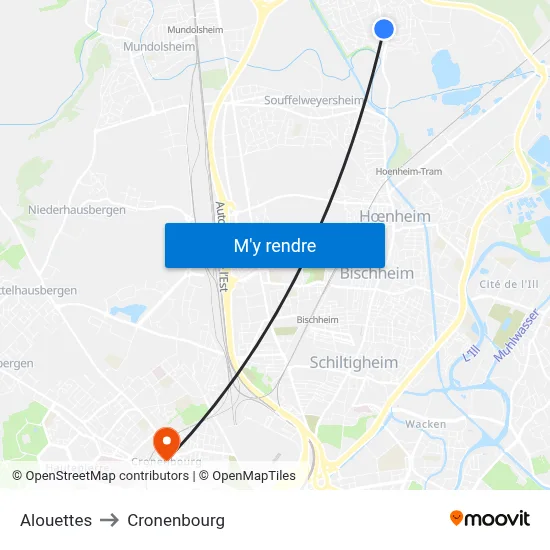 Alouettes to Cronenbourg map