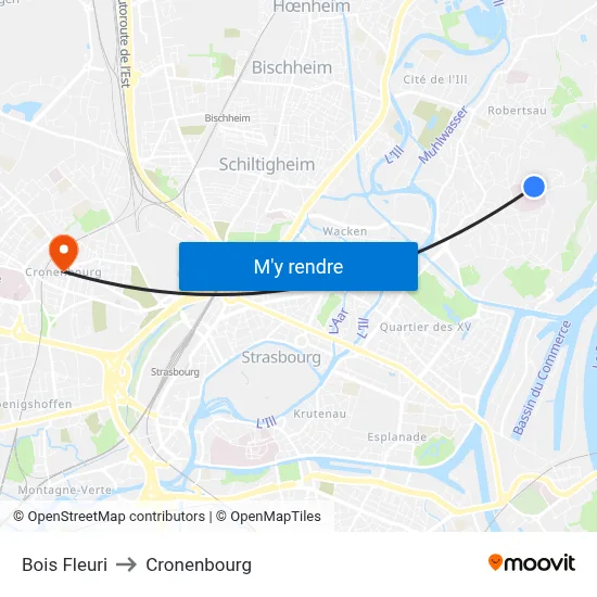 Bois Fleuri to Cronenbourg map