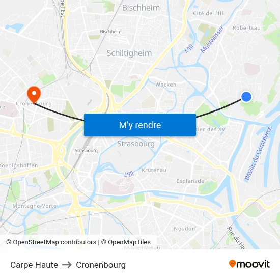 Carpe Haute to Cronenbourg map