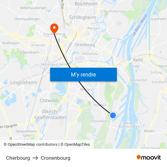 Cherbourg to Cronenbourg map