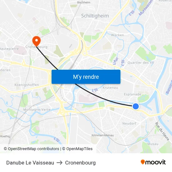 Danube Le Vaisseau to Cronenbourg map