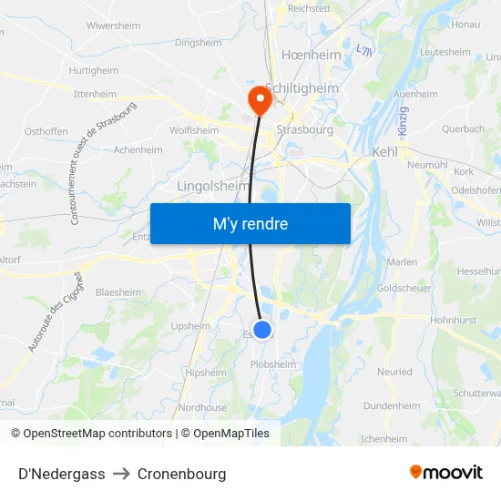 D'Nedergass to Cronenbourg map