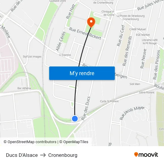 Ducs D'Alsace to Cronenbourg map