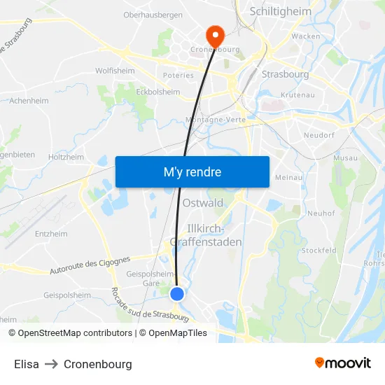 Elisa to Cronenbourg map