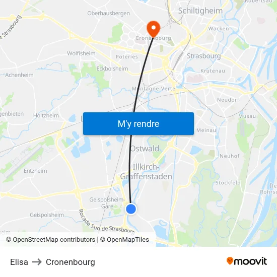 Elisa to Cronenbourg map