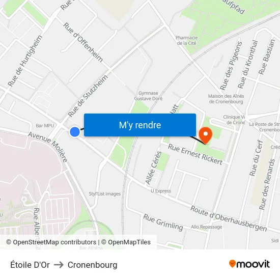 Étoile D'Or to Cronenbourg map