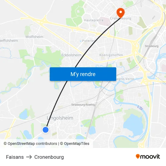 Faisans to Cronenbourg map