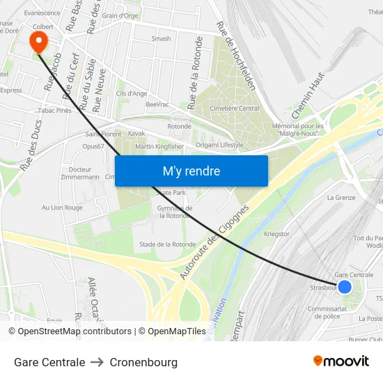 Gare Centrale to Cronenbourg map