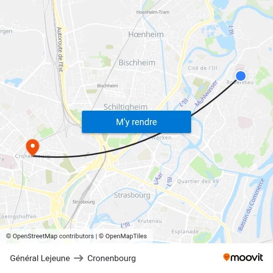 Général Lejeune to Cronenbourg map
