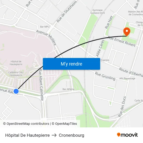 Hôpital De Hautepierre to Cronenbourg map