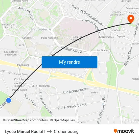 Lycée Marcel Rudloff to Cronenbourg map