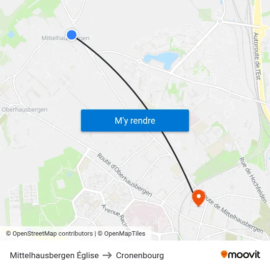 Mittelhausbergen Église to Cronenbourg map