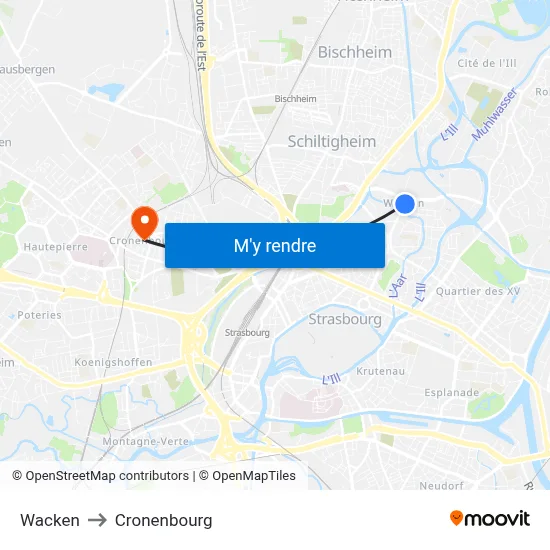 Wacken to Cronenbourg map