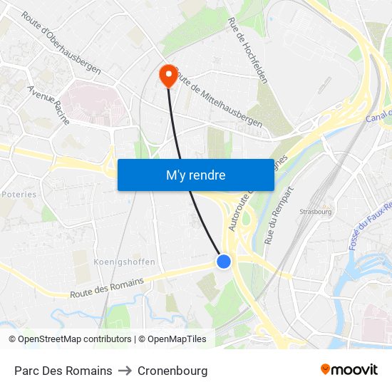 Parc Des Romains to Cronenbourg map