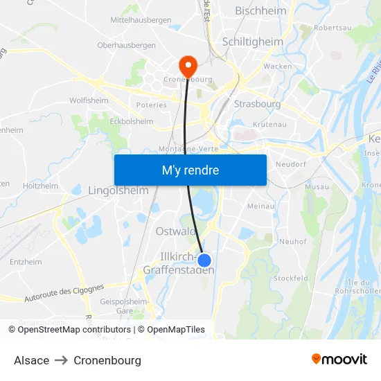 Alsace to Cronenbourg map