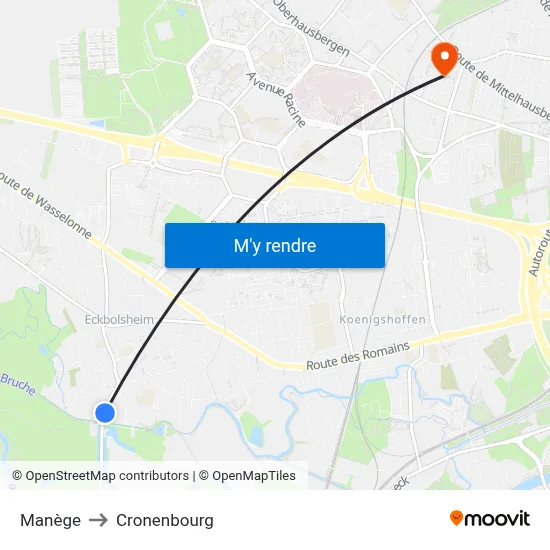 Manège to Cronenbourg map