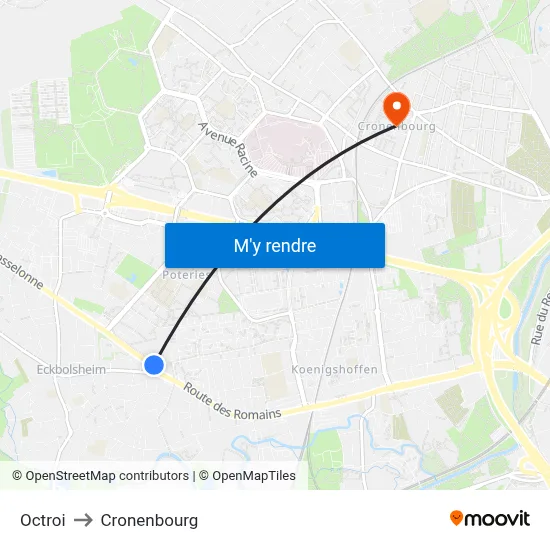 Octroi to Cronenbourg map