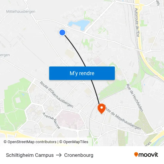Schiltigheim Campus to Cronenbourg map