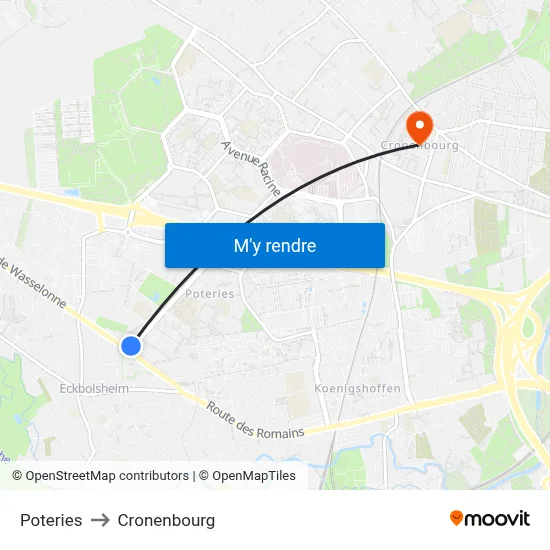 Poteries to Cronenbourg map