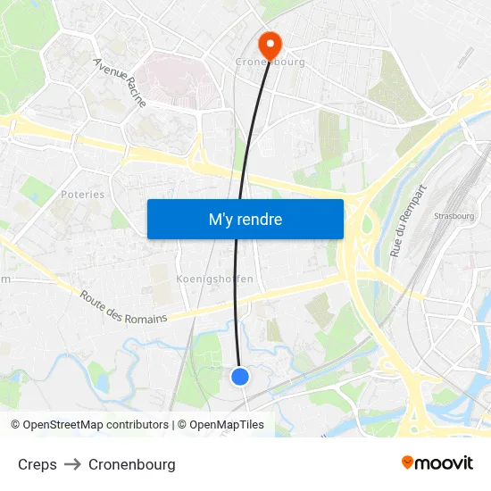 Creps to Cronenbourg map