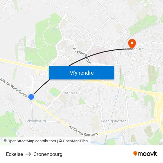 Eckelse to Cronenbourg map