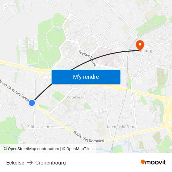 Eckelse to Cronenbourg map