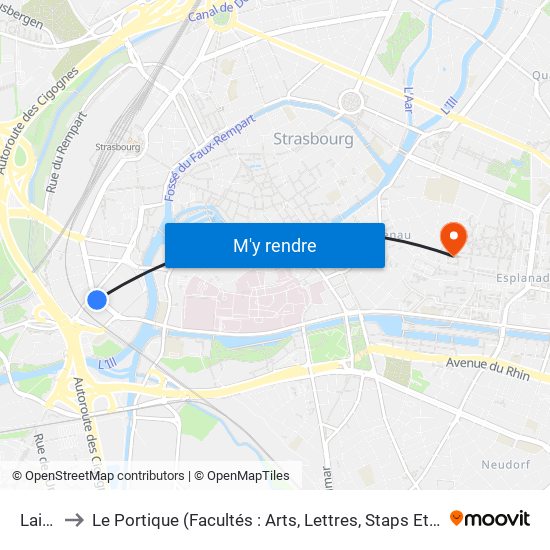 Laiterie to Le Portique (Facultés : Arts, Lettres, Staps Et Direction Du Numérique) map