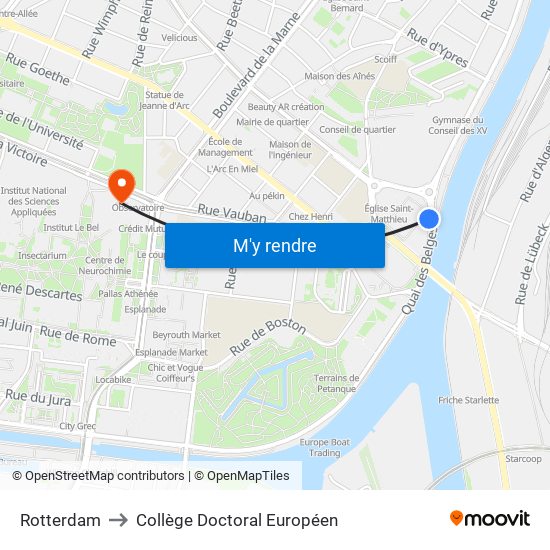 Rotterdam to Collège Doctoral Européen map