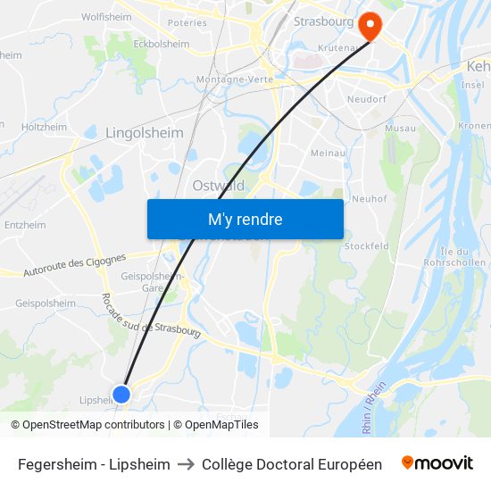 Fegersheim - Lipsheim to Collège Doctoral Européen map