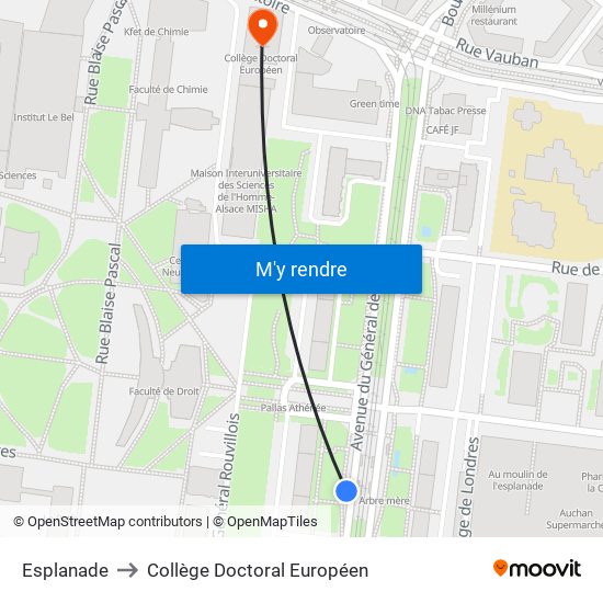 Esplanade to Collège Doctoral Européen map