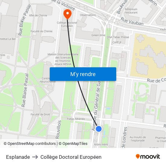 Esplanade to Collège Doctoral Européen map