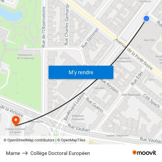 Marne to Collège Doctoral Européen map