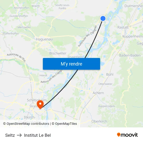Seltz to Institut Le Bel map