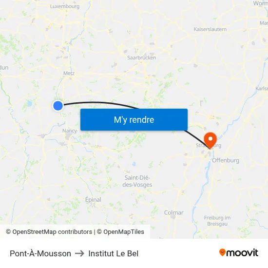 Pont-À-Mousson to Institut Le Bel map