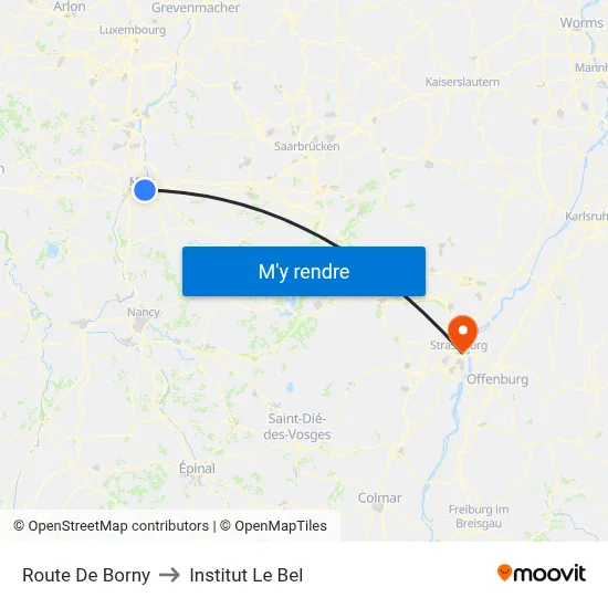Route De Borny to Institut Le Bel map