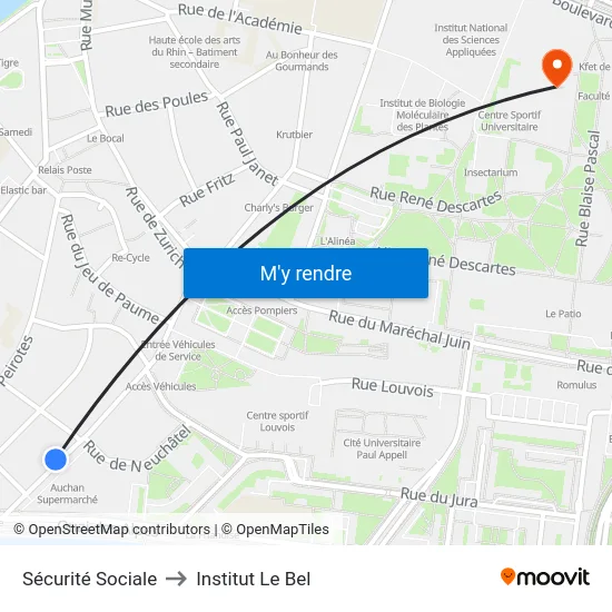 Sécurité Sociale to Institut Le Bel map