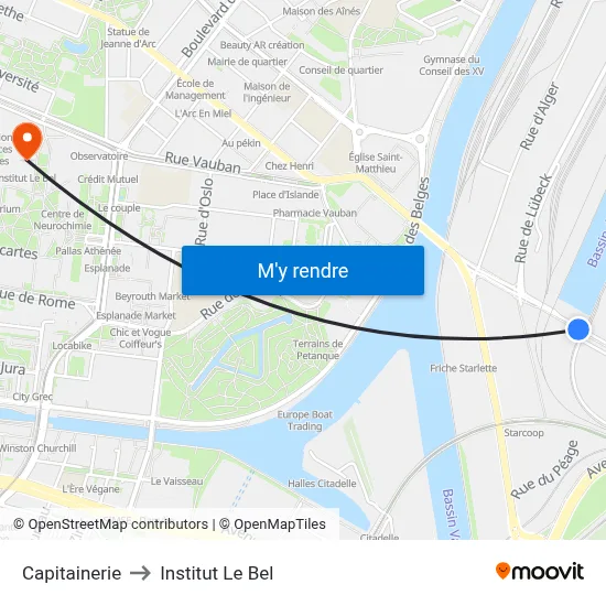 Capitainerie to Institut Le Bel map