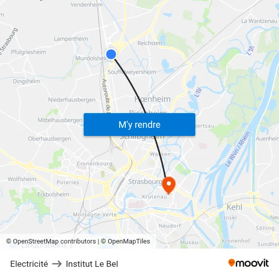 Electricité to Institut Le Bel map