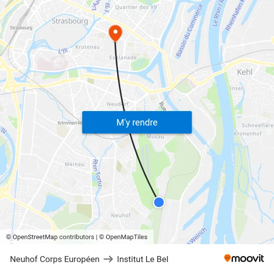 Neuhof Corps Européen to Institut Le Bel map