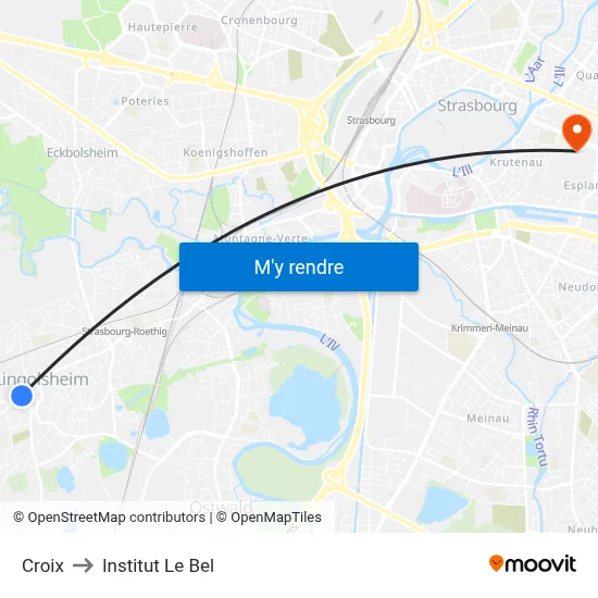Croix to Institut Le Bel map