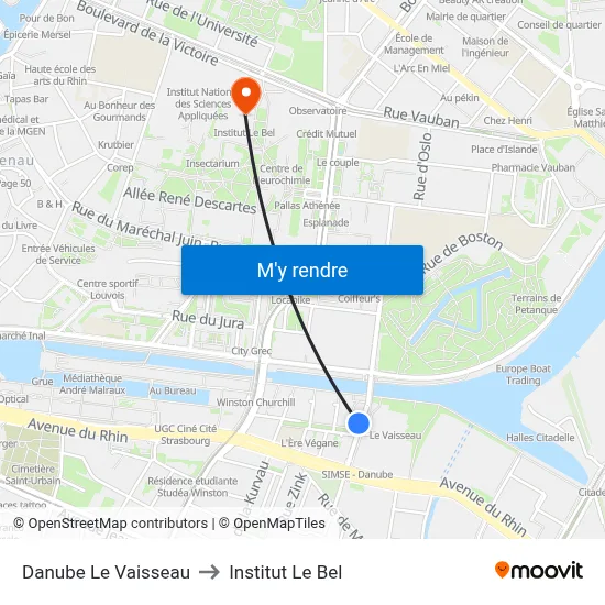 Danube Le Vaisseau to Institut Le Bel map