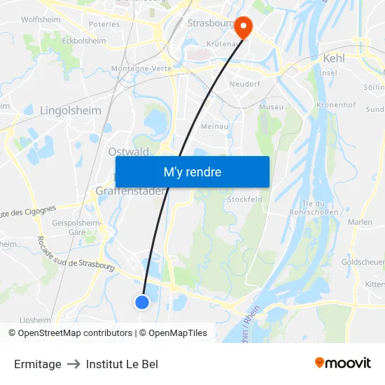 Ermitage to Institut Le Bel map