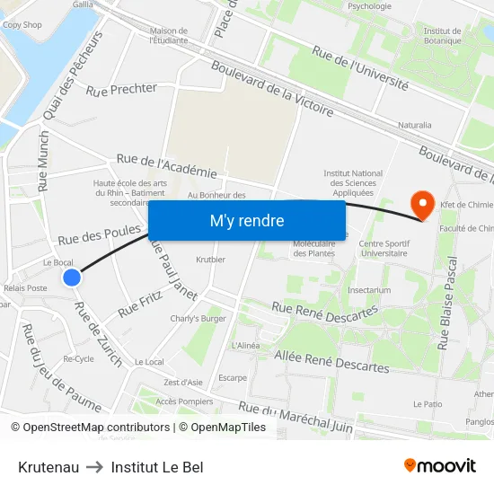 Krutenau to Institut Le Bel map