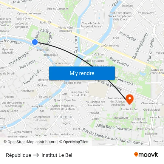 République to Institut Le Bel map
