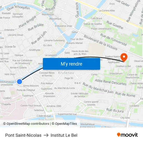 Pont Saint-Nicolas to Institut Le Bel map