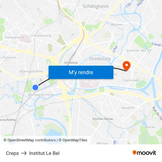 Creps to Institut Le Bel map