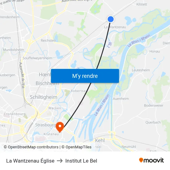 La Wantzenau Église to Institut Le Bel map